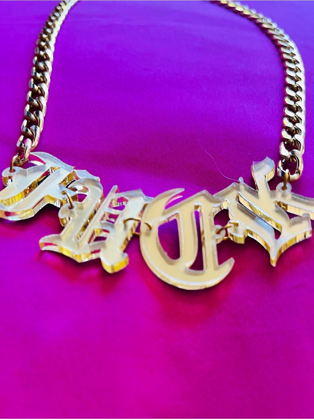 FU&$!! Gold Old English necklace